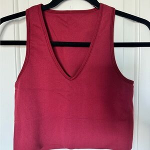 ATHLETA Aurora Red Seamless Crop Rib Tank